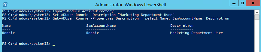 Powershell - How to change AD user description field