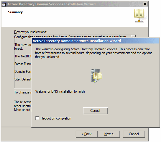 Active Directory Domain Services Installation Wizard