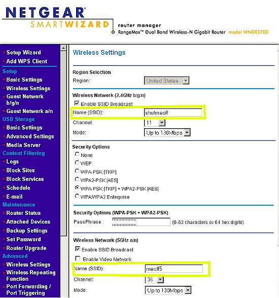 NETGEAR WNDR3700 wireless settings