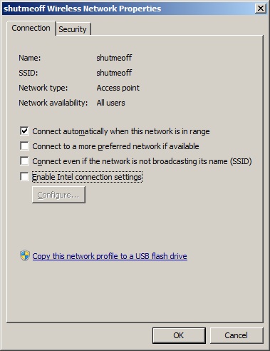 Windows 7 Wireless Network properties