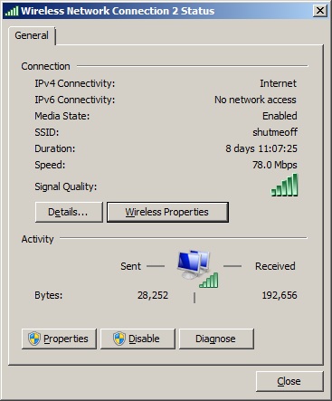 Windows 7 Wireless Connection Status