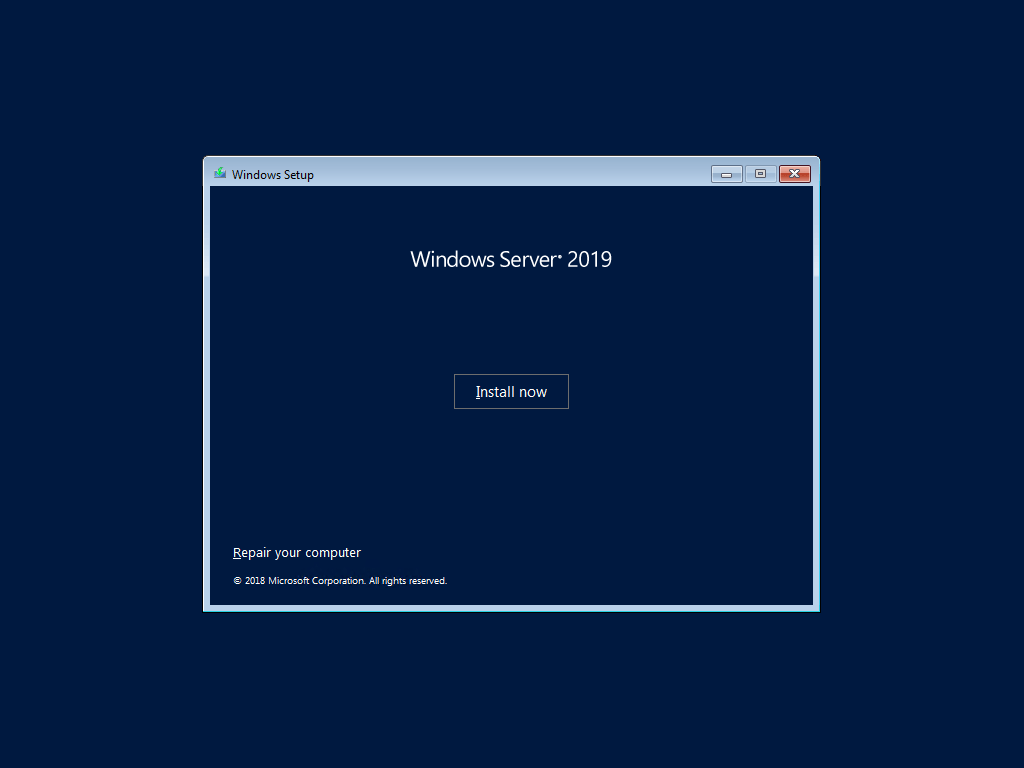 windows server 2019 install