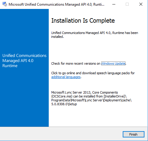 Microsoft Unified Communications Managed API 4.0 Runtime installation