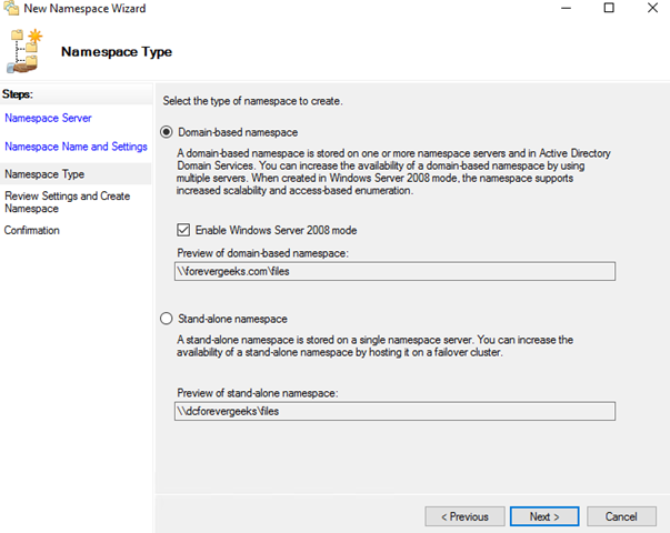 domain-based namespace