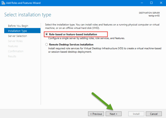 Role-based or feature-based installation