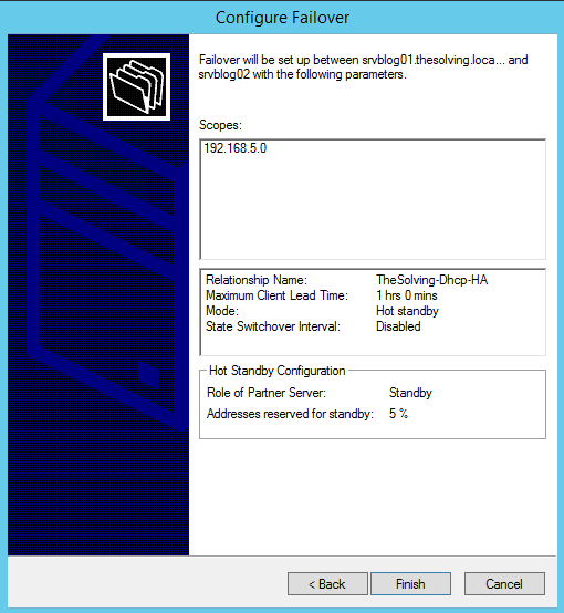 How to configure Dhcp Failover on Windows Server 2012 R2