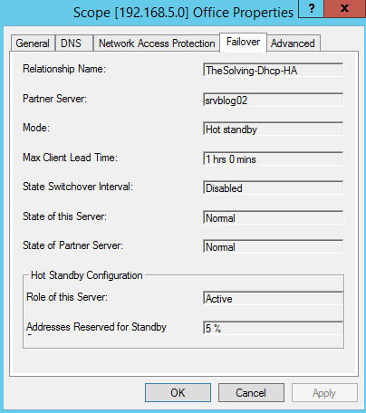 How to configure Dhcp Failover on Windows Server 2012 R2