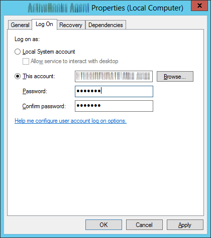 Re-enter windows service password