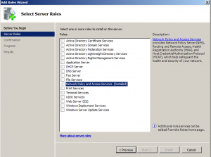 select network policy and access server role