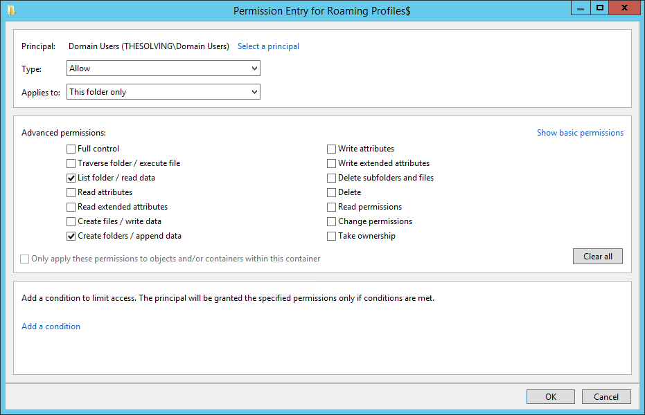 How to enable Roaming Profiles on Windows Server 2012 R2