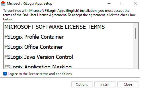 Setting up FSlogix with Azure Virtual Desktop Install Accept Terms