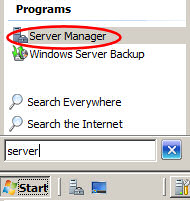 Launch Server Manager - Windows Server 2008