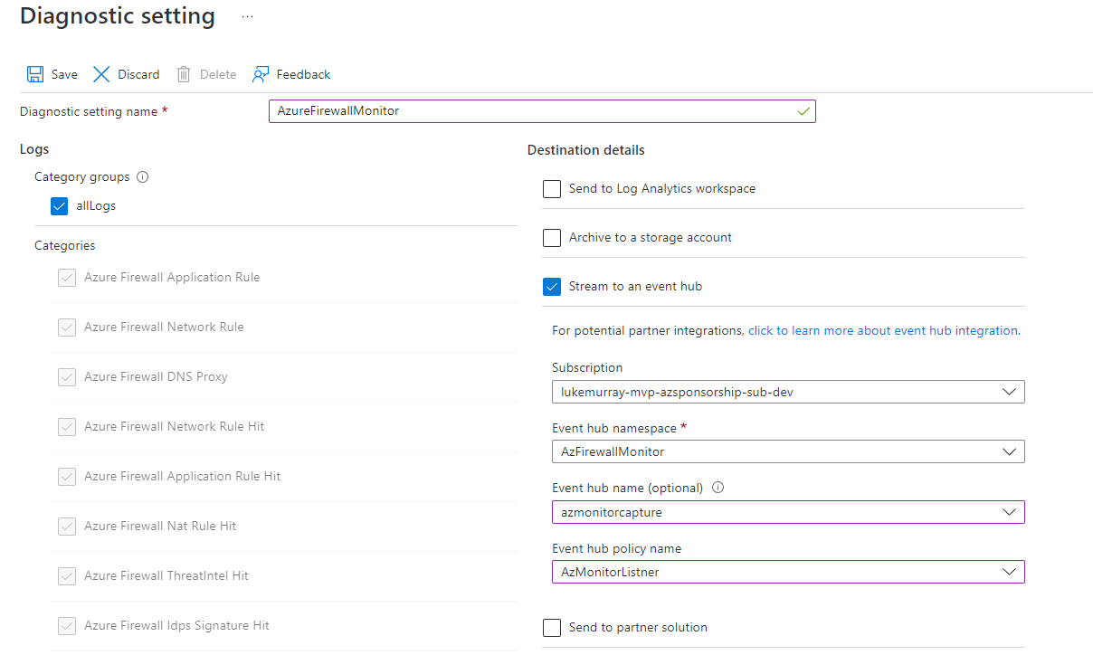 Azure Firewall - Diagnostic setting